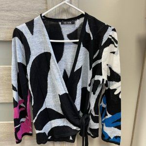 NIC+ZOE Black, White, Pink, and Blue Cardigan NWOT